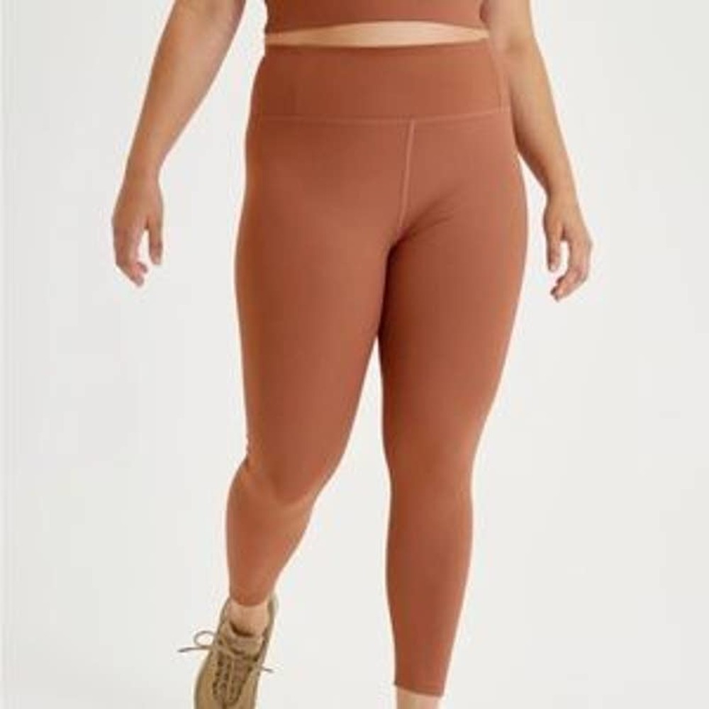 Girlfriend Collective Ribbed High-Rise Compressive Leggings Rye Brown Large